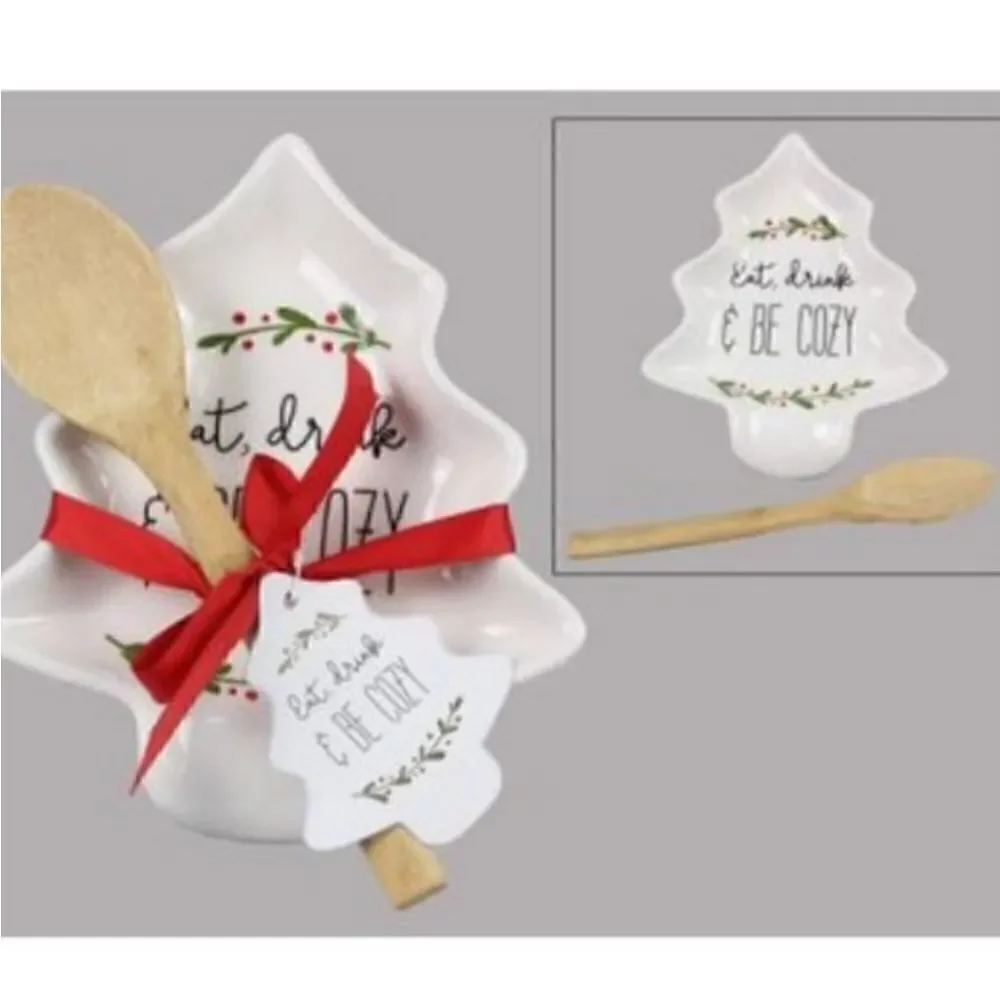 Ceramic Christmas Tree Spoon Rest with Spoon
